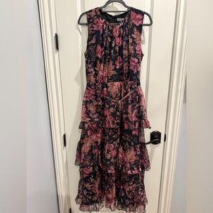 Chelsea28 Floral Long Sleeve Tiered Midi Dress